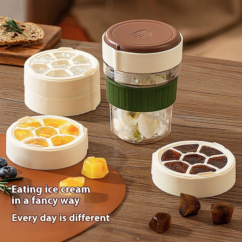 Portable Cold Coffee Cup with Ice Tray – 500ml Tritan Iced Drink Cup with Lid