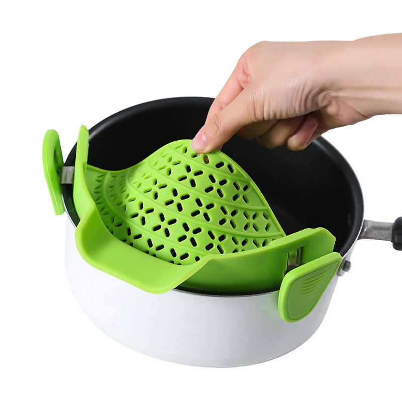 Silicone Pot Side Drain Stopper – Leak-Proof Kitchen Gadget with Stainless Steel Edge