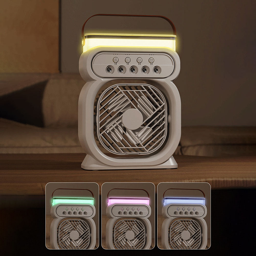 3 in 1 Portable Air Conditioner Evaporative Cooler with LED Night Light & Humidifier | USB Desk Fan 3 Speeds for Home & Office