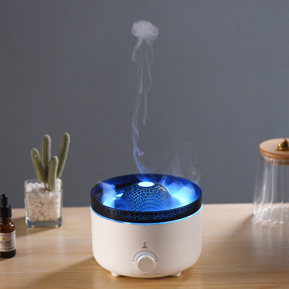 Simulated Flame Volcano Humidifier – Silent Aroma Diffuser with Remote & Timer
