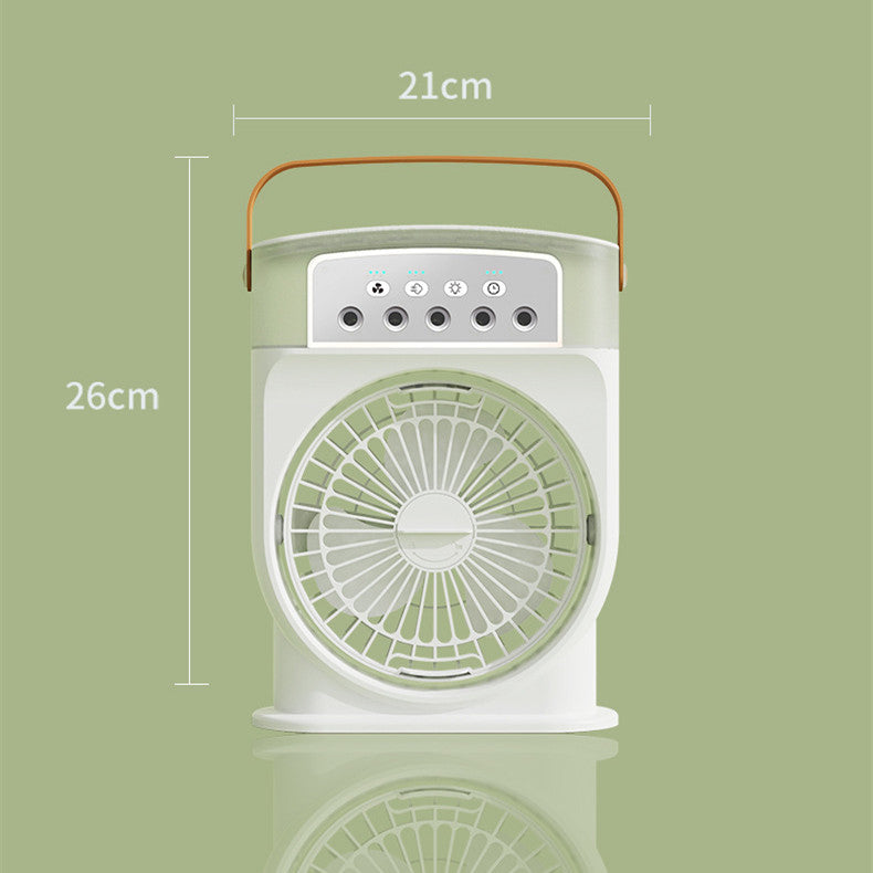 Portable USB Air Conditioner Cooling Fan with Mist Spray, 7 Color LED Lights & 600ML Water Tank