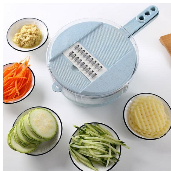 8-in-1 Mandoline Vegetable Slicer with Drain Basket – Multi-Purpose Grater, Chopper & Peeler Set