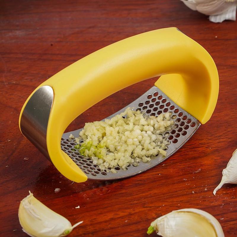 Stainless Steel Garlic Masher & Press – Manual Kitchen Tool for Garlic, Fruits & Vegetables