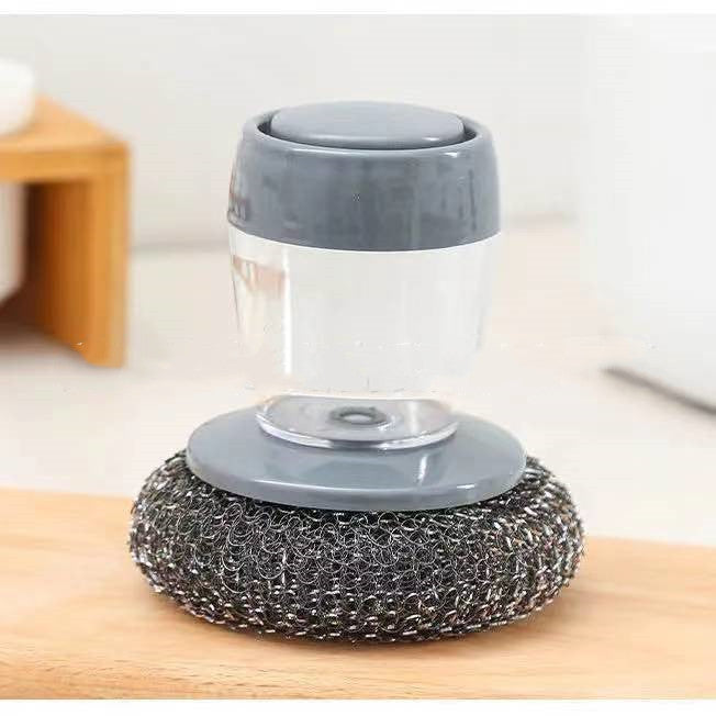 Soap Dispensing Palm Brush – Push-Type Kitchen Scrubber with Built-In Detergent Dispenser