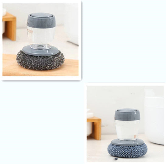 Soap Dispensing Palm Brush – Push-Type Kitchen Scrubber with Built-In Detergent Dispenser
