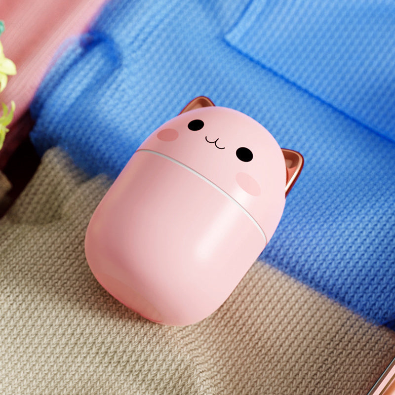 Cute Cat Air Humidifier – USB Ultrasonic Aromatherapy Diffuser with LED Night Light for Home, Office & Car