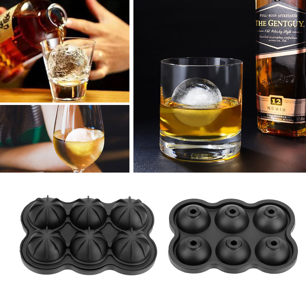Large Silicone Ice Cube Maker Mold – 6-Cell Big Sphere Ice Ball Tray for Whiskey, Cocktails & Parties