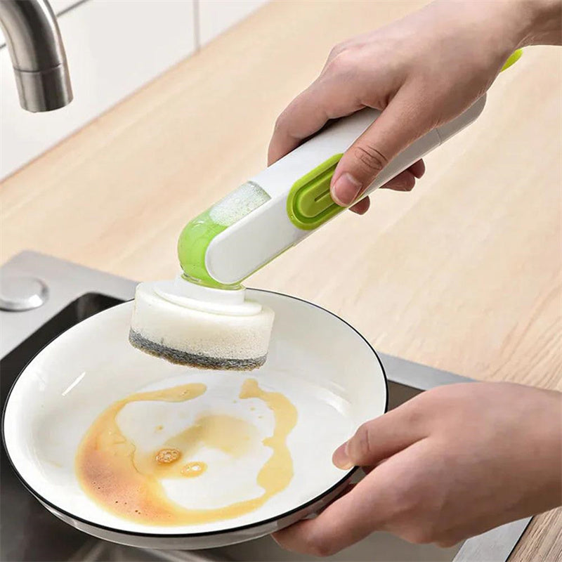 Multi-Functional Washing Up Brush with Liquid Dispenser – Includes 2 Replacement Heads