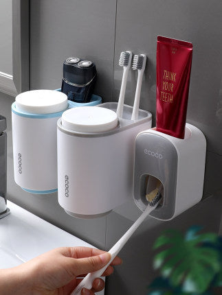 Wall Mounted Automatic Toothpaste Dispenser & Toothbrush Holder – No-Drill Bathroom Set UK