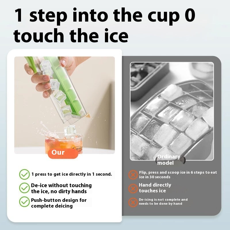 One-Touch Release Ice Cube Mold with Storage Box – Food Grade Plastic Ice Tray