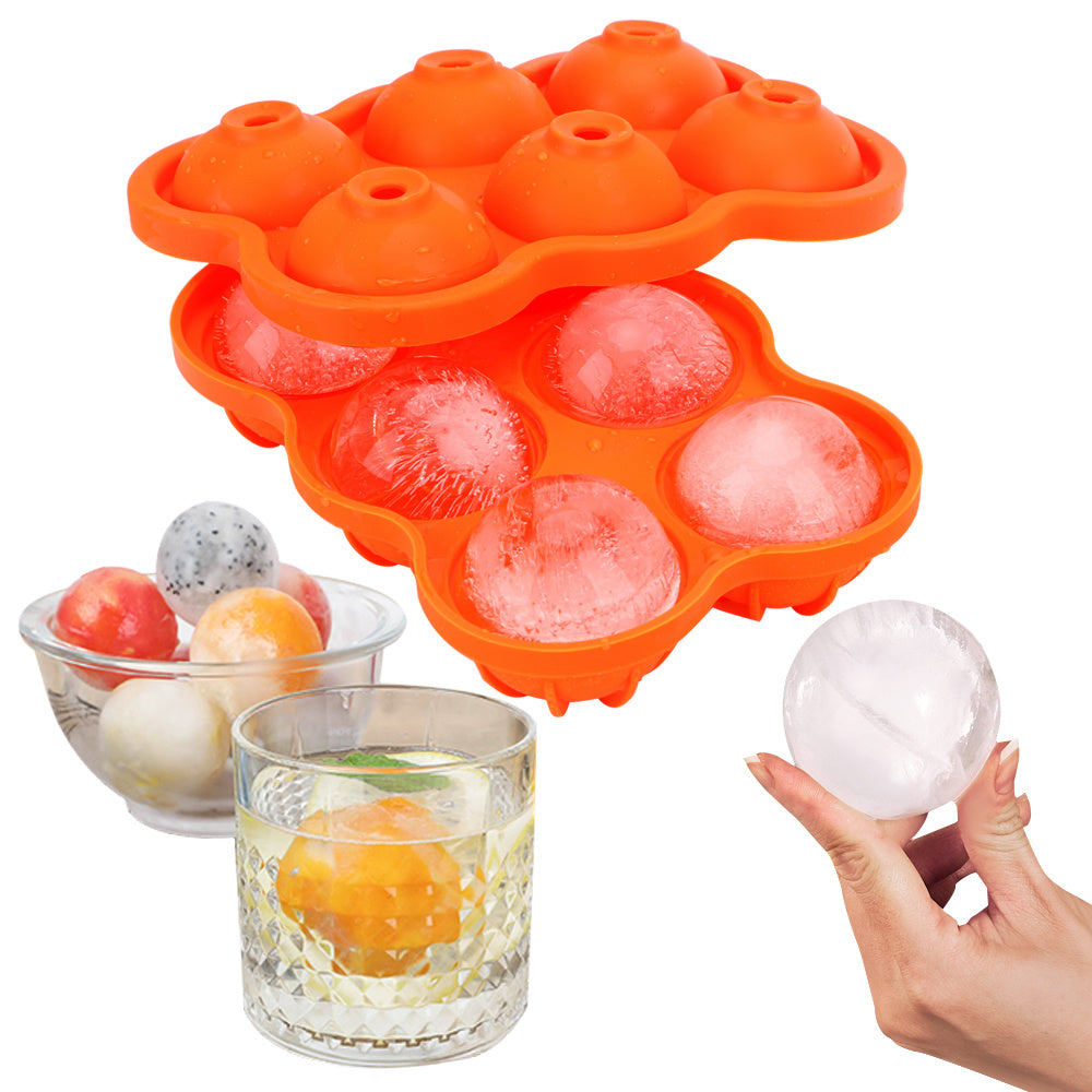 Large Silicone Ice Cube Maker Mold – 6-Cell Big Sphere Ice Ball Tray for Whiskey, Cocktails & Parties