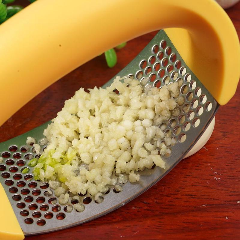 Stainless Steel Garlic Masher & Press – Manual Kitchen Tool for Garlic, Fruits & Vegetables