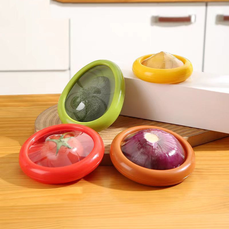 Transparent Fresh-Keeping Box Set – 4-Piece Food Storage Containers with Stretch Film Lid