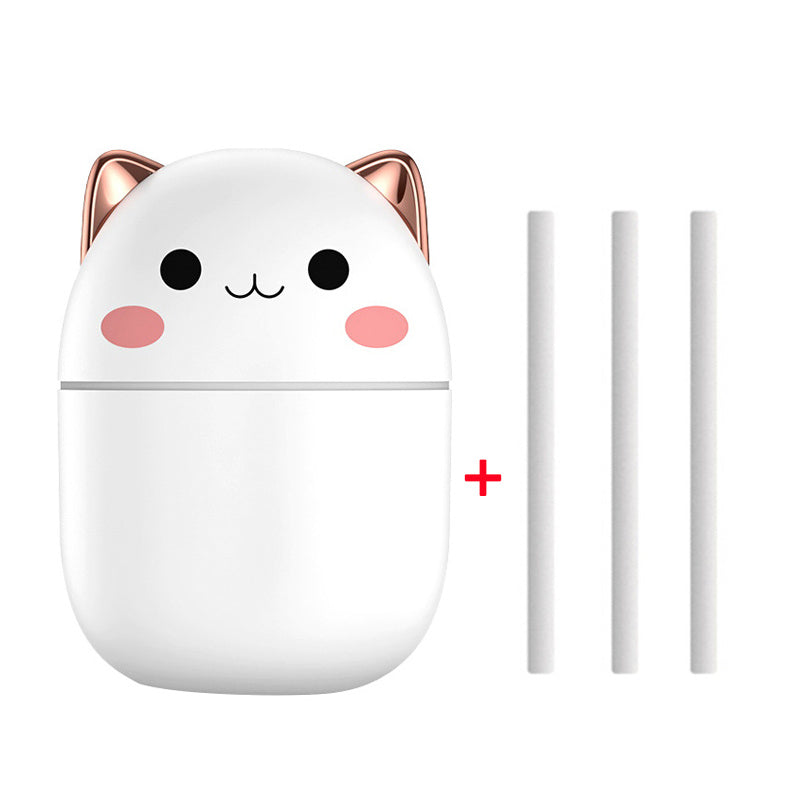 Cute Cat Air Humidifier – USB Ultrasonic Aromatherapy Diffuser with LED Night Light for Home, Office & Car