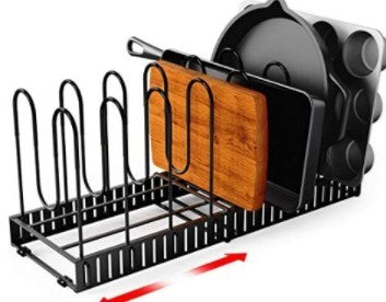 8-Tier Iron Kitchen Storage Rack – Black Organizer Shelf & Drain Rack for Tableware