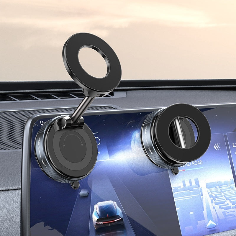360° Vacuum Magnetic Car Phone Holder – Magsafe-Compatible Zinc Alloy Rotating Mount for Dashboard, Kitchen & More