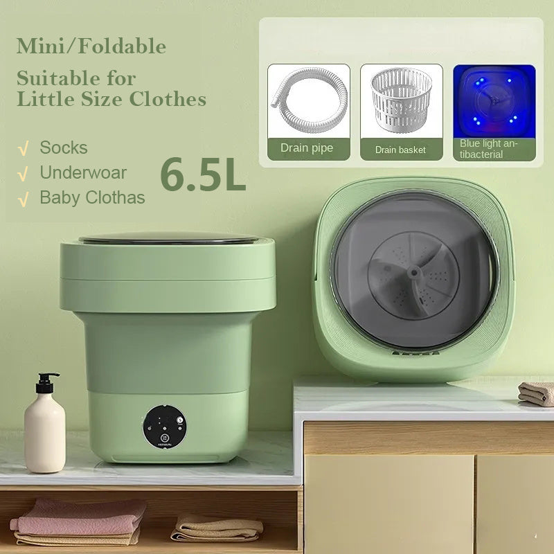 Mini Foldable Portable Washing Machine – Compact, Lightweight with Spinning Dry & Sterilization