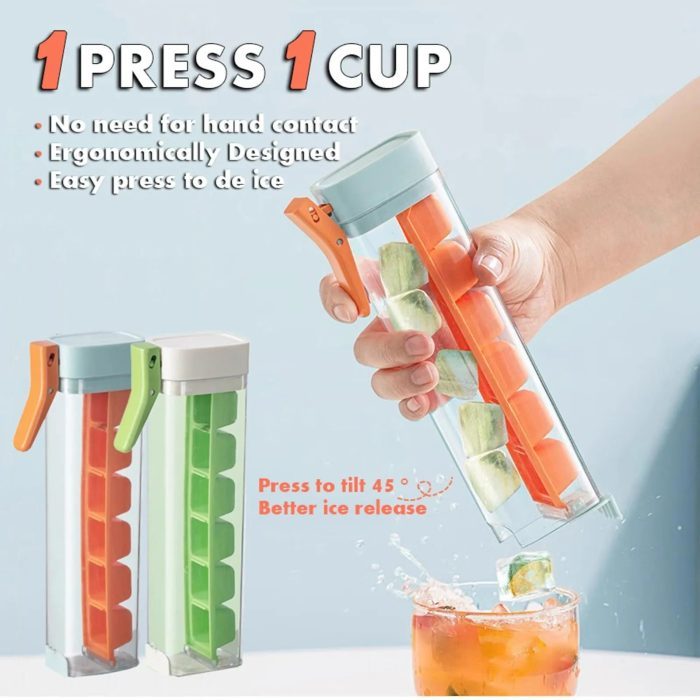One-Touch Release Ice Cube Mold with Storage Box – Food Grade Plastic Ice Tray