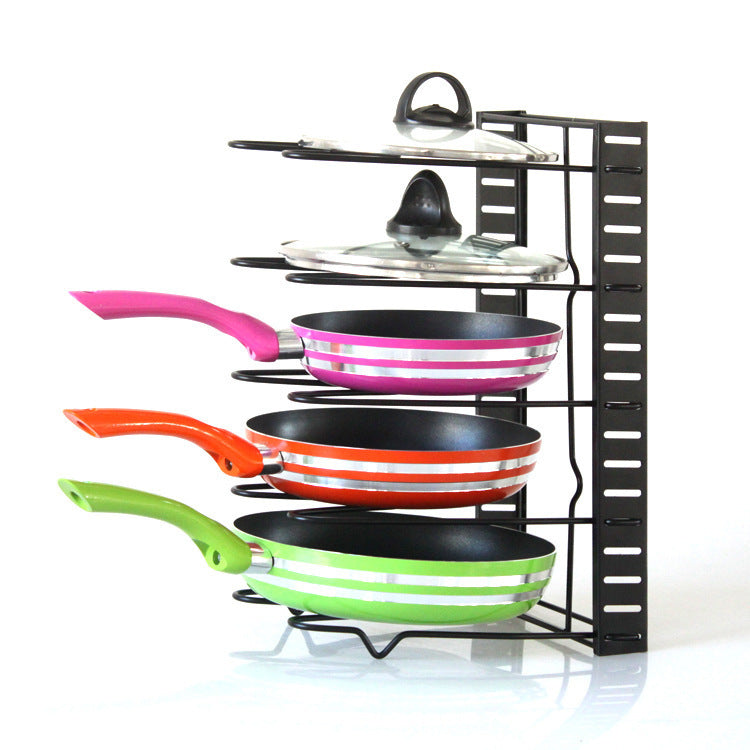 8-Tier Iron Kitchen Storage Rack – Black Organizer Shelf & Drain Rack for Tableware