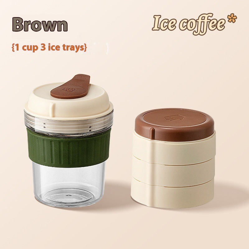 Portable Cold Coffee Cup with Ice Tray – 500ml Tritan Iced Drink Cup with Lid