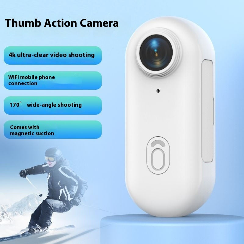 Mini 4K Action Camera – Waterproof Body Cam for Motorcycle, Helmet, Bike, Outdoor Sports – Thumb-Sized with 150min Battery & Magnetic Mount