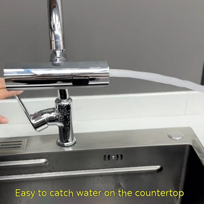 Multifunctional Kitchen Faucet Waterfall Outlet – Splash Proof Rotating Water Nozzle Extension