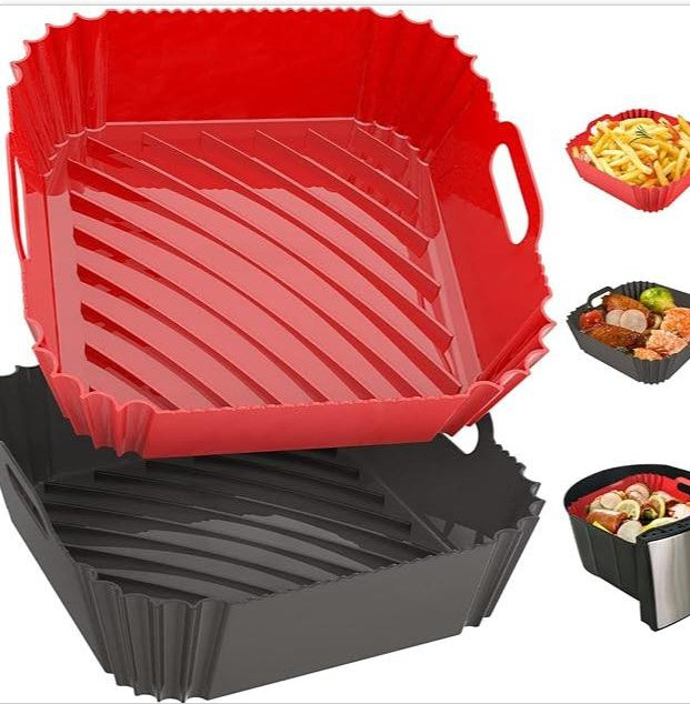 Food Grade Silicone Air Fryer Tray – Non-Stick, Reusable & Dishwasher Safe