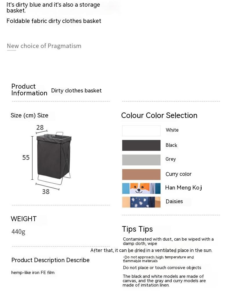 Foldable Fabric Laundry Basket – Large Capacity Collapsible Storage Bin for Home Use