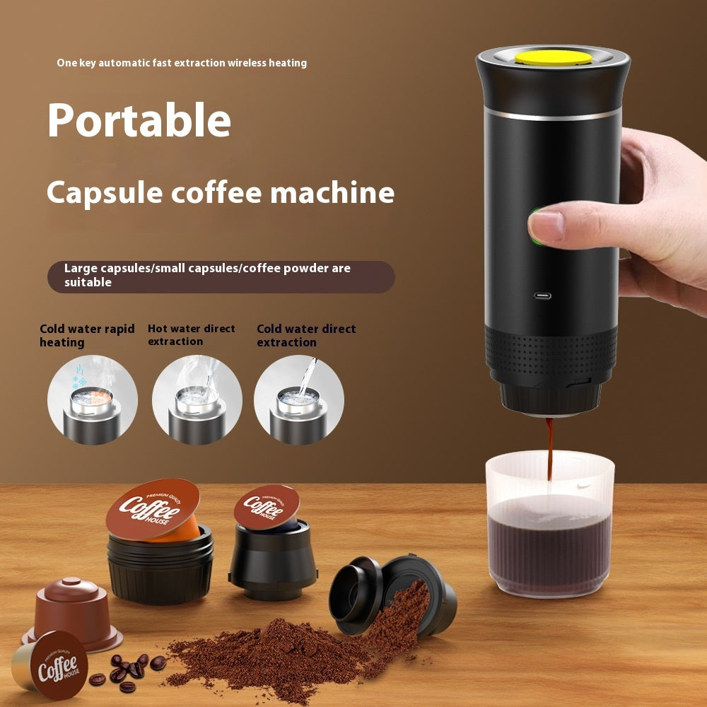 3-in-1 Portable Electric Espresso Coffee Machine – Compatible with Ground & Capsule Coffee, USB Rechargeable Travel Maker