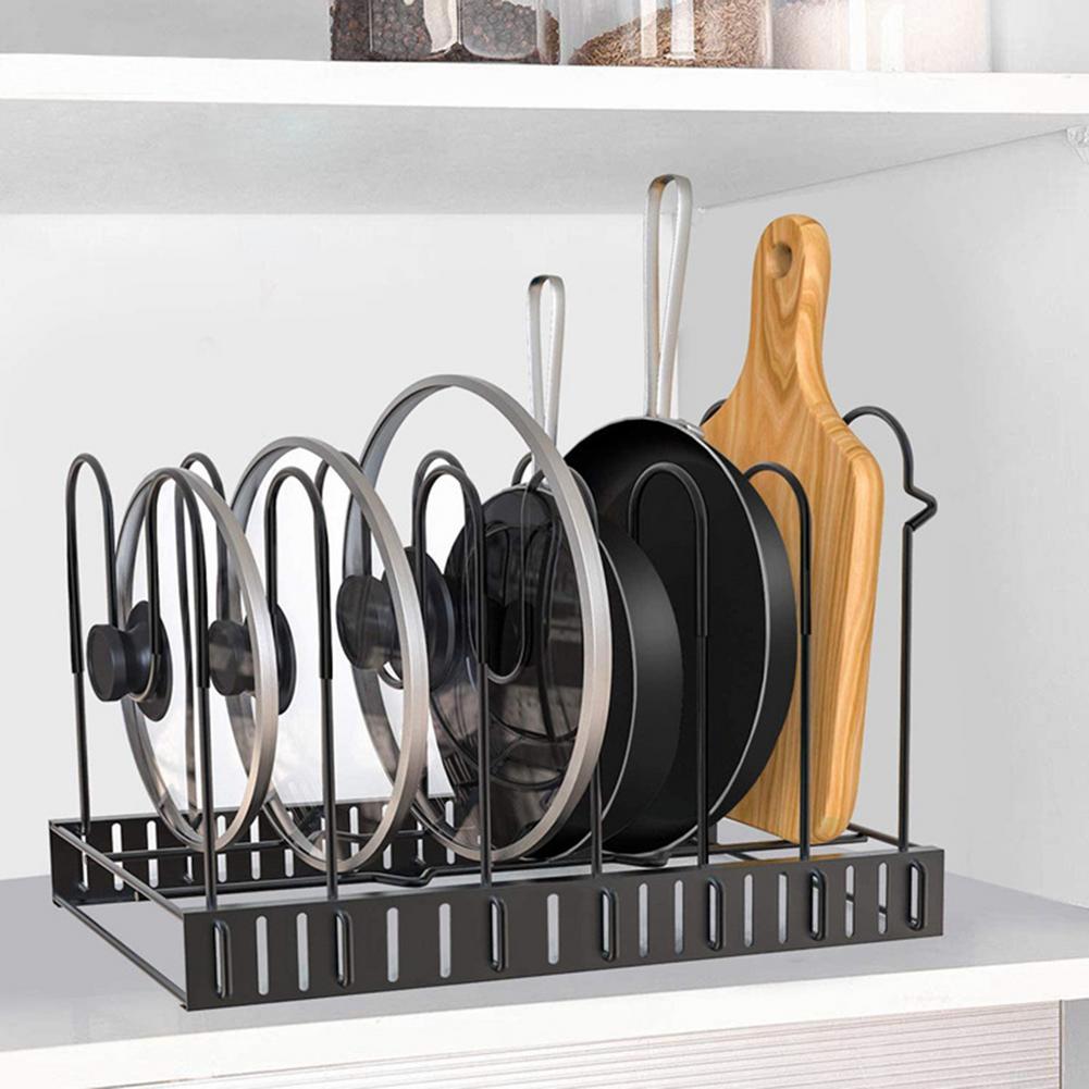 8-Tier Iron Kitchen Storage Rack – Black Organizer Shelf & Drain Rack for Tableware