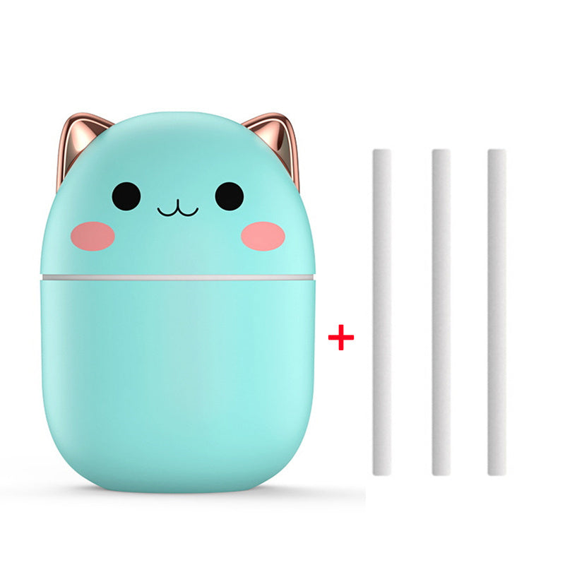 Cute Cat Air Humidifier – USB Ultrasonic Aromatherapy Diffuser with LED Night Light for Home, Office & Car
