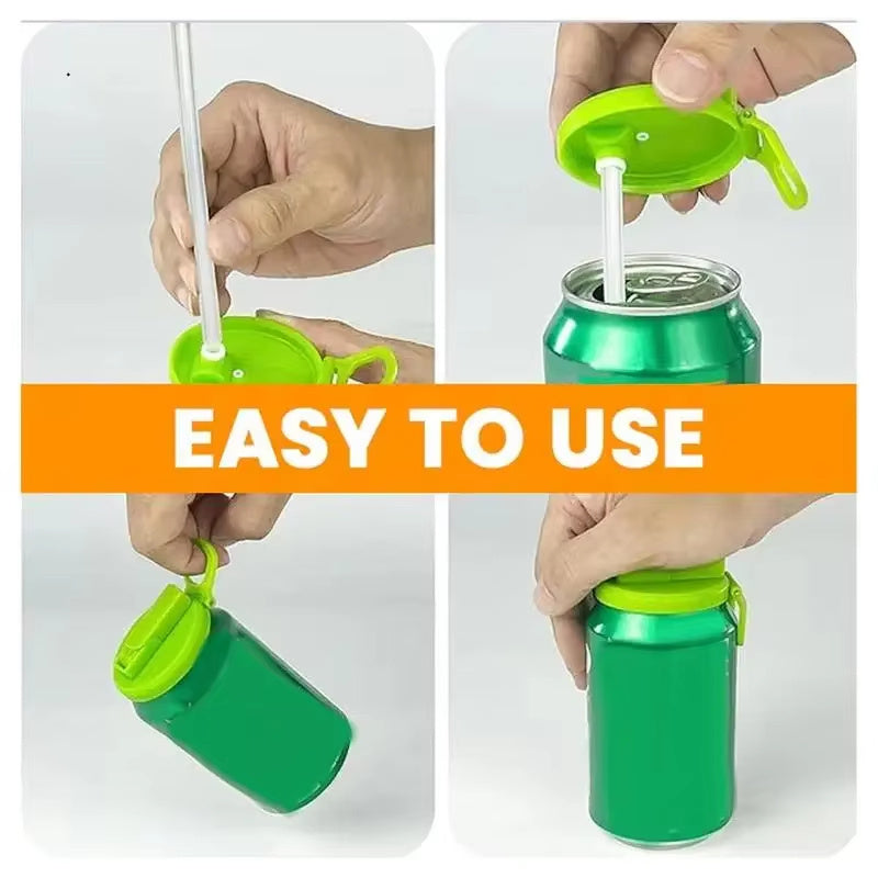 Reusable Soda Can Lid with Straw – Leakproof Beverage Cap for Cola, Beer, Juice & Soft Drinks