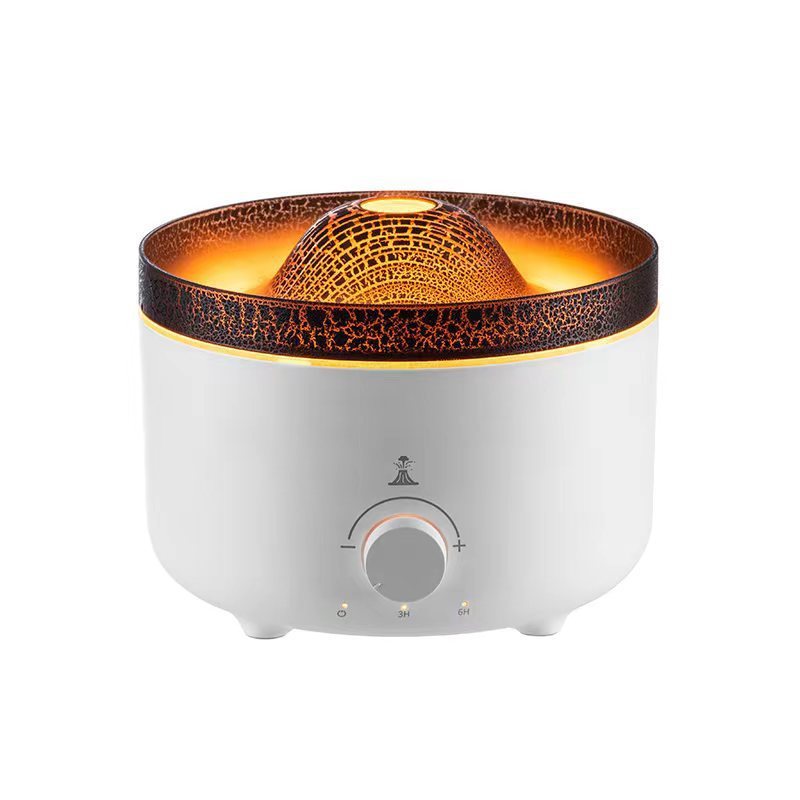 Simulated Flame Volcano Humidifier – Silent Aroma Diffuser with Remote & Timer