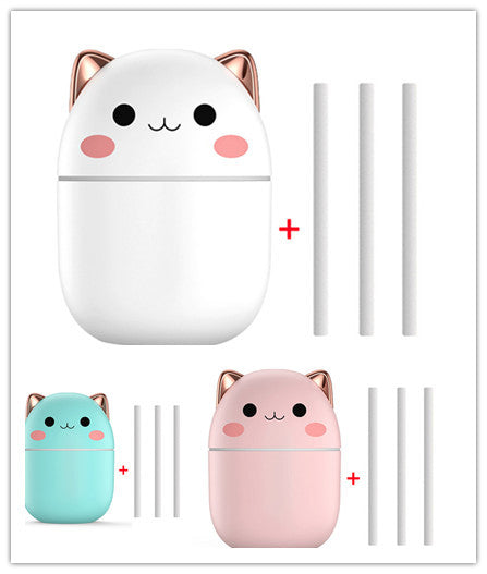 Cute Cat Air Humidifier – USB Ultrasonic Aromatherapy Diffuser with LED Night Light for Home, Office & Car