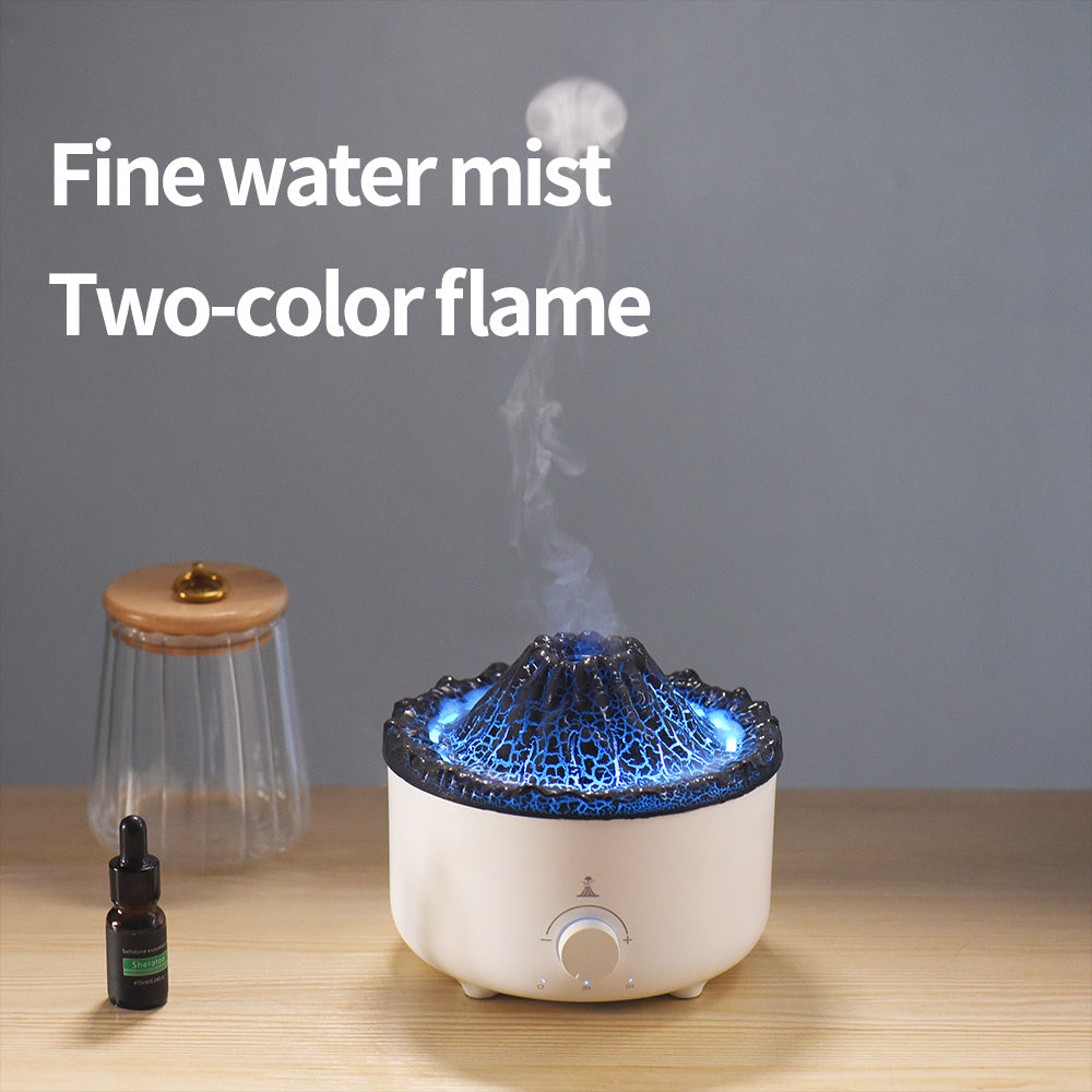 Simulated Flame Volcano Humidifier – Silent Aroma Diffuser with Remote & Timer