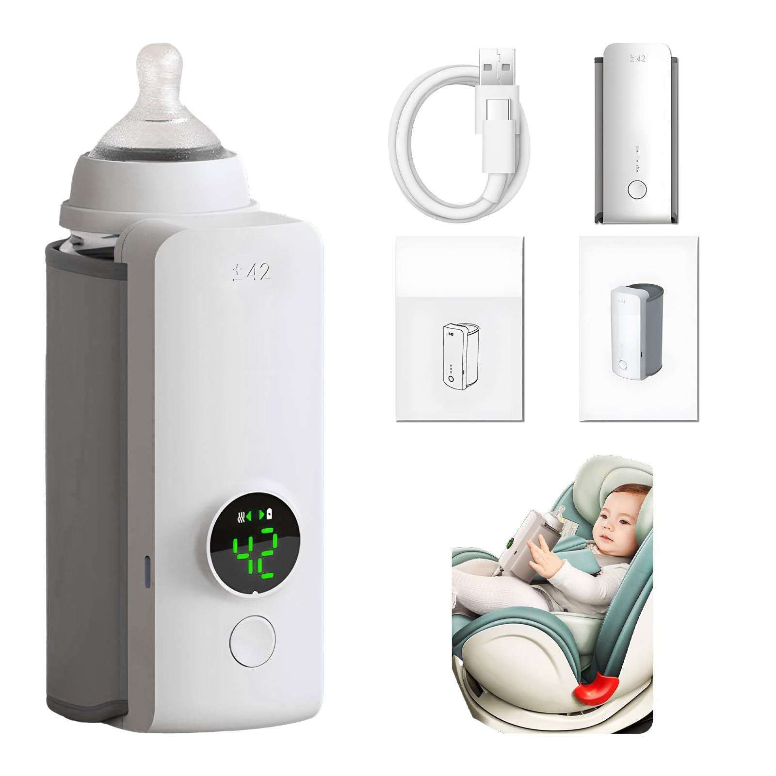 Portable Wireless USB Baby Bottle Warmer – Constant Temperature Milk Heating Bag (42°C)