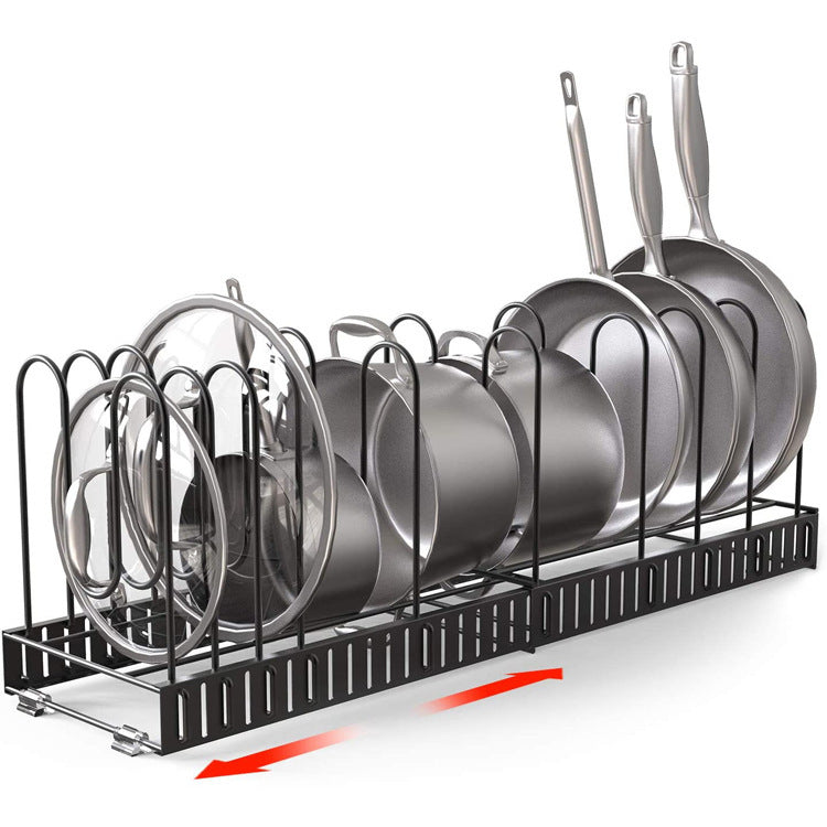 8-Tier Iron Kitchen Storage Rack – Black Organizer Shelf & Drain Rack for Tableware