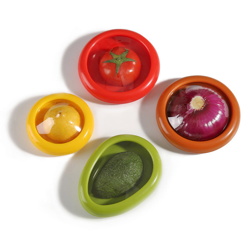 Transparent Fresh-Keeping Box Set – 4-Piece Food Storage Containers with Stretch Film Lid