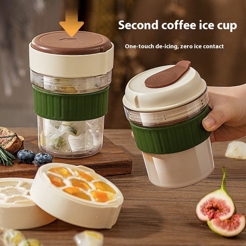 Portable Cold Coffee Cup with Ice Tray – 500ml Tritan Iced Drink Cup with Lid