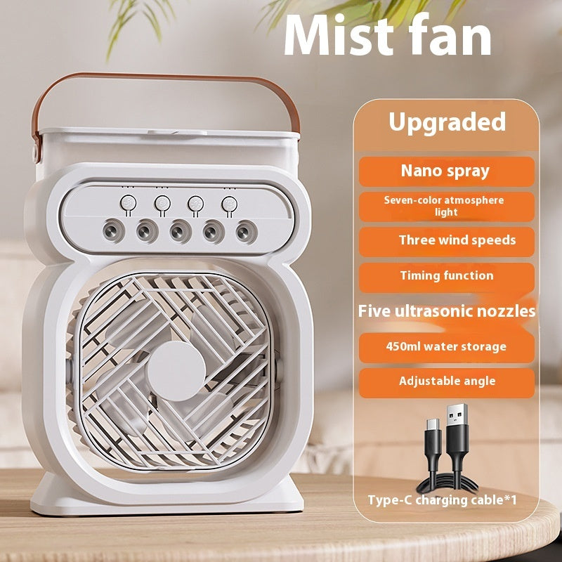 3 in 1 Portable Air Conditioner Evaporative Cooler with LED Night Light & Humidifier | USB Desk Fan 3 Speeds for Home & Office