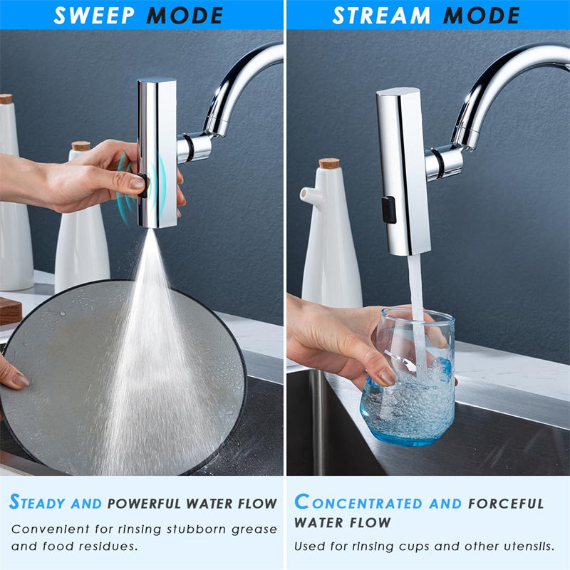 Multifunctional Kitchen Faucet Waterfall Outlet – Splash Proof Rotating Water Nozzle Extension