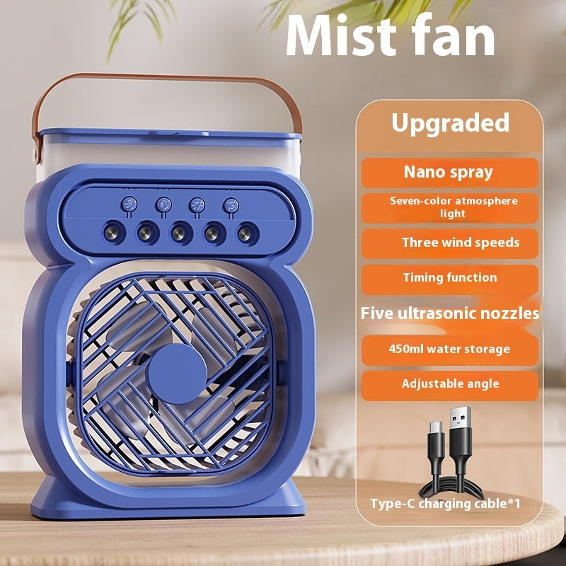 3 in 1 Portable Air Conditioner Evaporative Cooler with LED Night Light & Humidifier | USB Desk Fan 3 Speeds for Home & Office