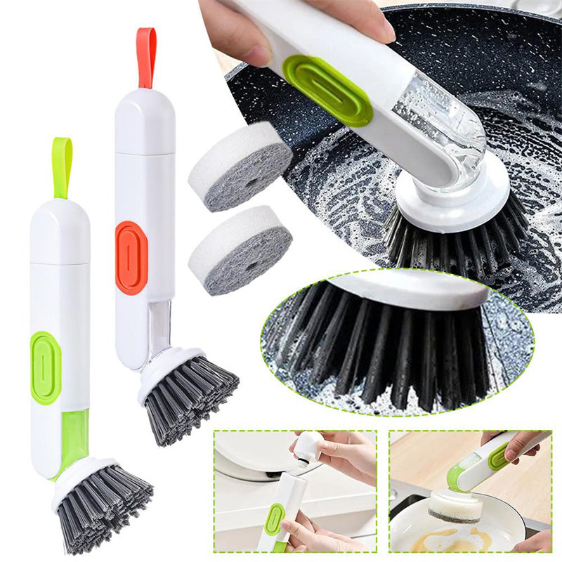 Multi-Functional Washing Up Brush with Liquid Dispenser – Includes 2 Replacement Heads