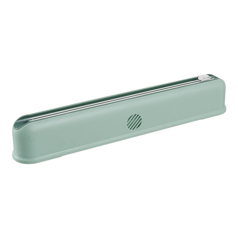 Cling Film Suction Cup Wall-Mounted Box with Adjustable Cutter | Kitchen Storage Organizer with Free Plastic Wrap