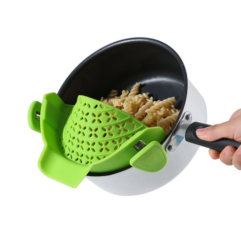 Silicone Pot Side Drain Stopper – Leak-Proof Kitchen Gadget with Stainless Steel Edge