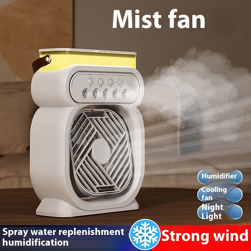 3 in 1 Portable Air Conditioner Evaporative Cooler with LED Night Light & Humidifier | USB Desk Fan 3 Speeds for Home & Office