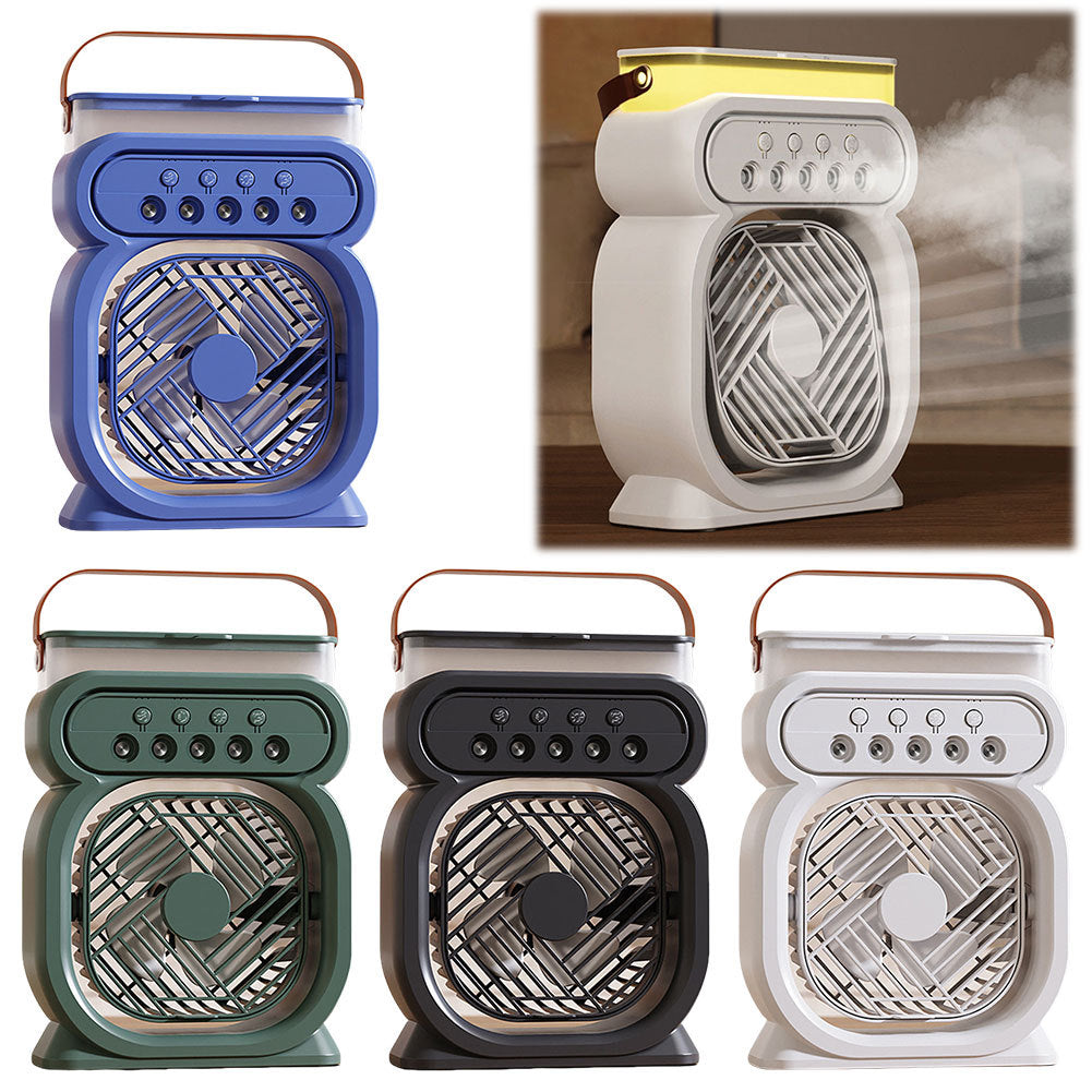 3 in 1 Portable Air Conditioner Evaporative Cooler with LED Night Light & Humidifier | USB Desk Fan 3 Speeds for Home & Office