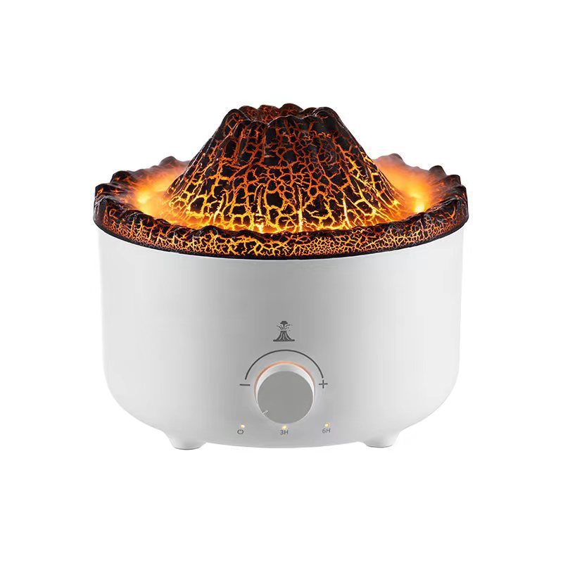 Simulated Flame Volcano Humidifier – Silent Aroma Diffuser with Remote & Timer