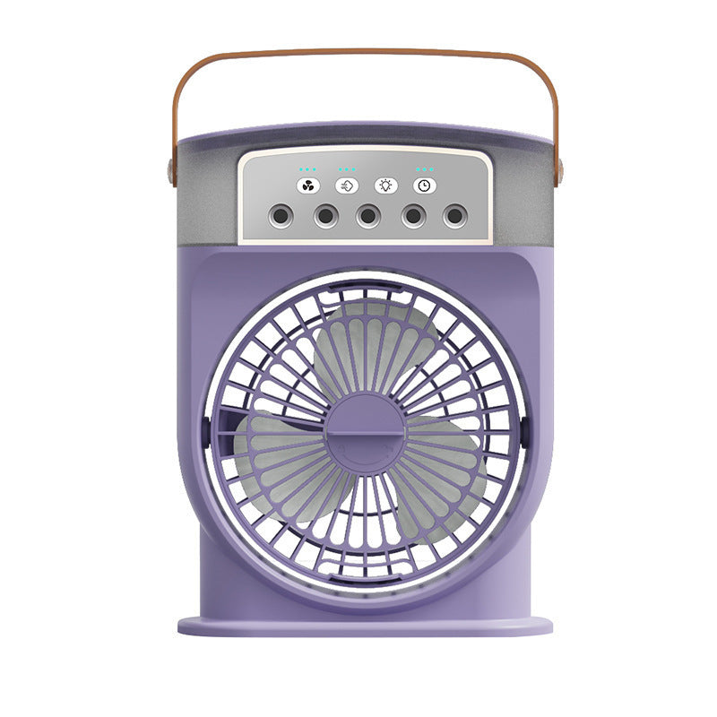 Portable USB Air Conditioner Cooling Fan with Mist Spray, 7 Color LED Lights & 600ML Water Tank