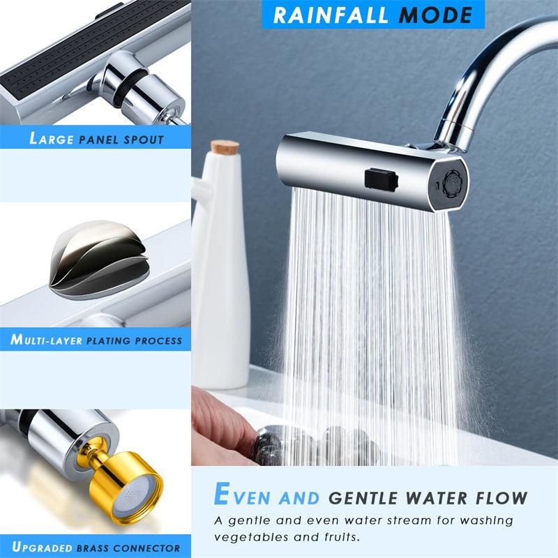 Multifunctional Kitchen Faucet Waterfall Outlet – Splash Proof Rotating Water Nozzle Extension